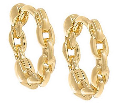 By Adina Eden 14K Gold Chain Link Huggie Hoop E arrings