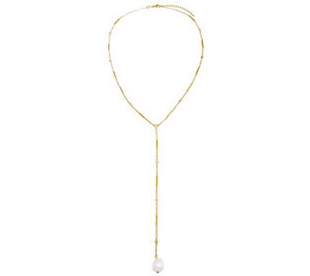 By Adina Eden 14K Gold Plated Cultured Pearl La riat Necklace