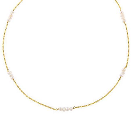 By Adina Eden 14K Gold Plated Cultured Pearl St ation Necklace