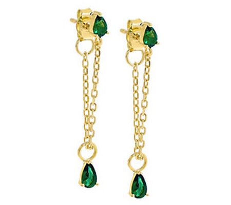 By Adina Eden 14K Gold Plated Green D angle Earrings