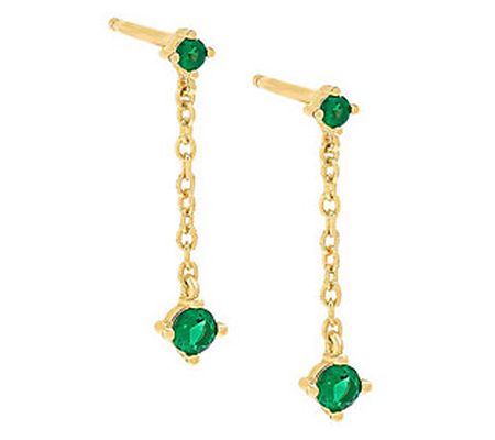 By Adina Eden 14K Gold Plated Solitaire Chain D rop Earrings