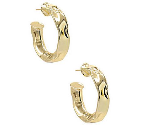 by Adina Eden 18K Gold Plated Textured Hoop Ear rings