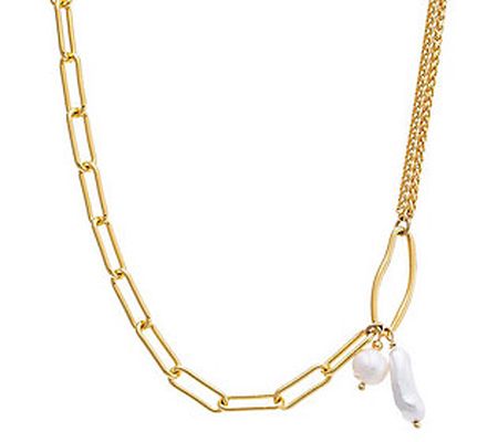 by Adina Eden 18K Plated Simulated Pearl Oval L ink Necklace
