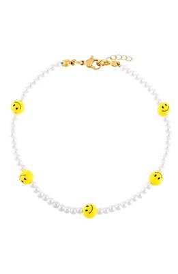 BY ADINA EDEN Adina's Jewels Imitation Pearl Smiley Beaded Bracelet in White