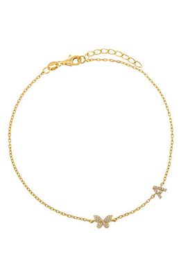 BY ADINA EDEN Adina's Jewels Pavé Butterfly Initial Anklet in Gold