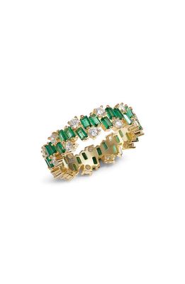 BY ADINA EDEN Baguette x Solitaire Scattered Eternity Ring in Gold