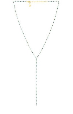 By Adina Eden Beaded Lariat in Teal.