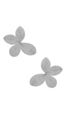 By Adina Eden Floral Studs in Metallic Silver.