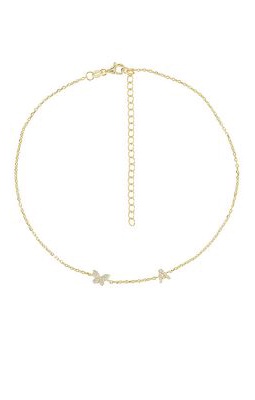 By Adina Eden Pave Butterfly Initial Choker in Metallic Gold