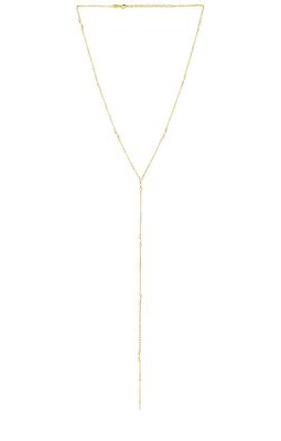 By Adina Eden Tiny Pearl Lariat Necklace in Metallic Gold.