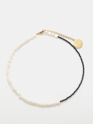 By Alona - Avery Pearl, Spinel & 18kt Gold-plated Necklace - Womens - Black White