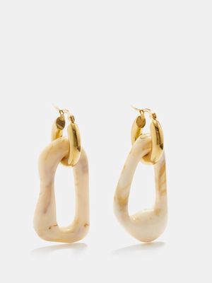 By Alona - Lottie Resin & 18kt Gold-plated Hoop Earrings - Womens - Beige Gold