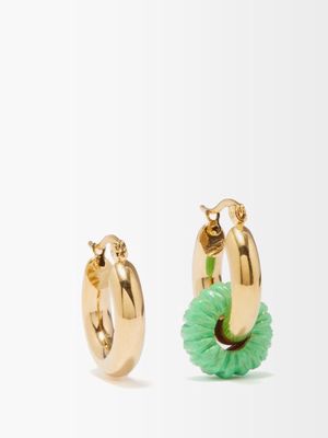 By Alona - Maya Mismatched 18kt Gold-plated Earrings - Womens - Green Gold