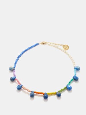By Alona - Oasis Lapis, Pearl & 18kt Gold-plated Necklace - Womens - Multi