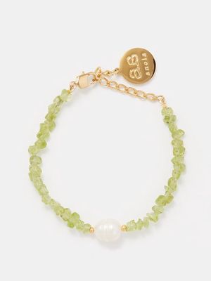 By Alona - Willow Peridot & 18kt Gold-plated Bracelet - Womens - Green White