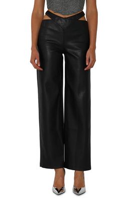 BY. DYLN Atlas Waist Cutout Faux Leather Pants in Black