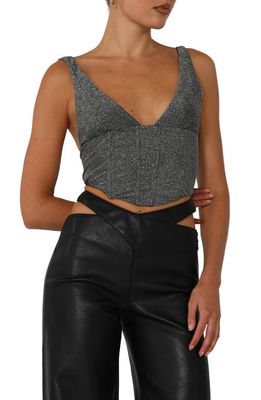 BY. DYLN Lillian Corset Crop Top in Silver