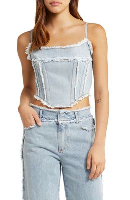BY. DYLN Montanna Nonstretch Denim Corset Top in Light Blue