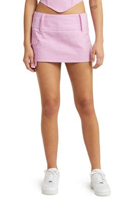 BY. DYLN Pippa Cargo Denim Miniskirt in Pink