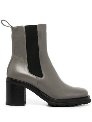 BY FAR 23cm block-heel patent boots - Grey