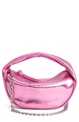 By Far Baby Cush Metallic Leather Top Handle Bag in Lipstick