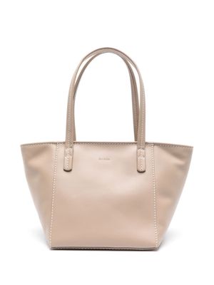 BY FAR Bar leather tote bag - Neutrals