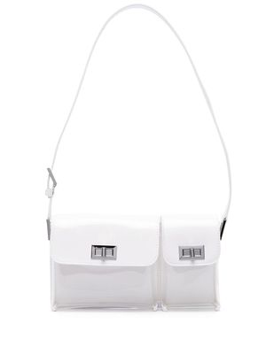 BY FAR Billy patent-finish shoulder bag - White