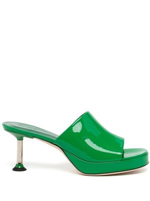 BY FAR Cala patent leather mules - Green
