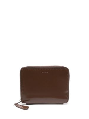 BY FAR Glide patent-finish leather wallet - Brown