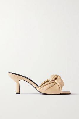 BY FAR - Lana Knotted Leather Mules - Cream