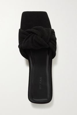 BY FAR - Lima Knotted Suede Slides - Black