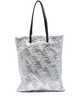 BY FAR logo-embossed tote bag - Silver