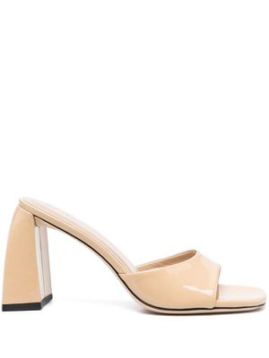 BY FAR Michele 100 patent-leather mules - Neutrals