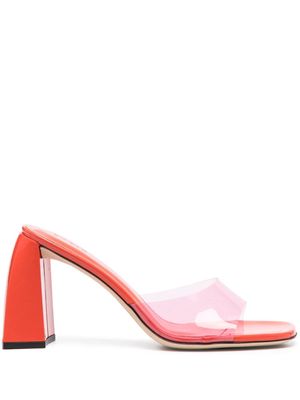 BY FAR Michele 100mm patent-leather mules - Orange