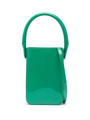 BY FAR mini patent-leather tote - Green