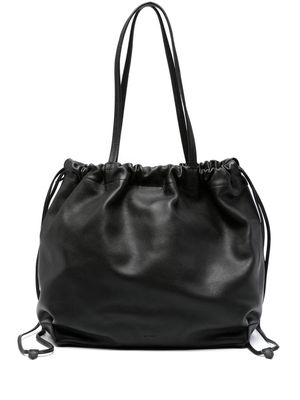 BY FAR Oslo drawstring leather tote bag - Black