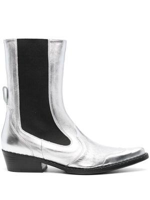 BY FAR Otis 40mm metallic-finish boots - Silver