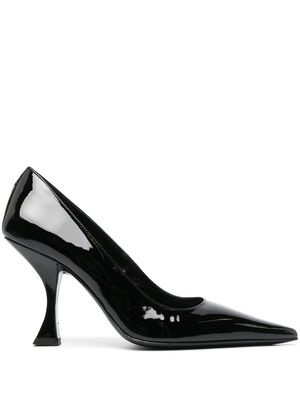 BY FAR pointed 95mm patent-leather pumps - Black