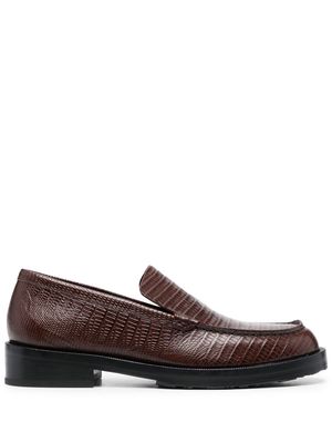 BY FAR Rafael embossed-leather loafers - Brown