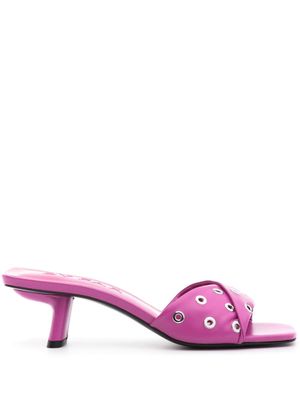 BY FAR Rocco 50mm eyelet-detail leather mules - Pink