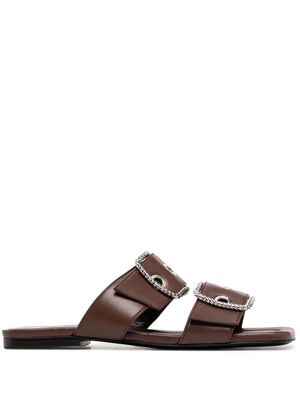 BY FAR Saba double-buckle sandals - Brown