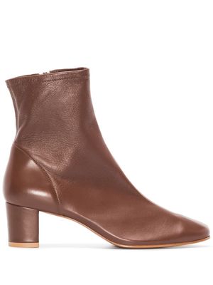 BY FAR Sofia 50mm leather ankle boots - Brown