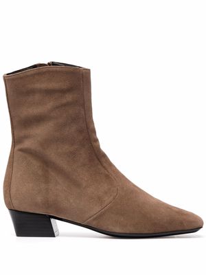 BY FAR square-toe ankle boots - Brown