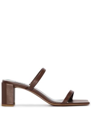 BY FAR Tanya 60mm double-strap square-toe sandals - Brown
