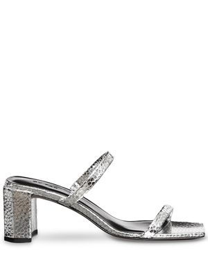 BY FAR Tanya 65mm croc-embossed sandals - Silver
