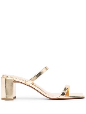 BY FAR Tanya 67mm metallic-effect leather mules - Gold