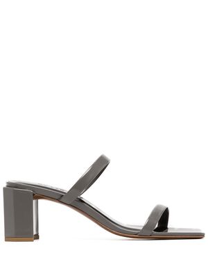 BY FAR Tanya double-strap leather mules - Grey