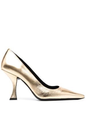BY FAR Viva 80mm metallic-leather pumps - Gold