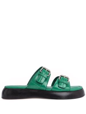 BY FAR Wyatt crocodile-effect leather sandals - Green