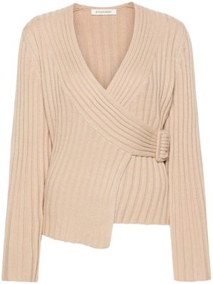 By Malene Birger chunky-ribbed wrap top - Neutrals